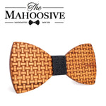 Handmade Bamboo Bow Tie, Weave Pattern, Choice of 2 Knot Colors