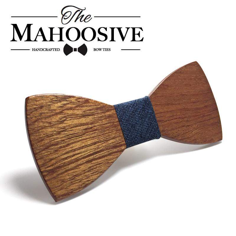 Handmade Bamboo Bow Tie, Woodgrain Pattern, Choice of 15 Knot Colors