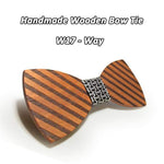 Handmade Bamboo Bow Tie, Striped, Choice of 13 Knot Colors