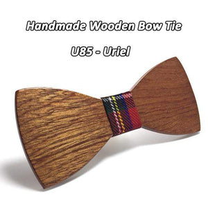 Handmade Bamboo Bow Tie, Woodgrain Pattern, Choice of 15 Knot Colors