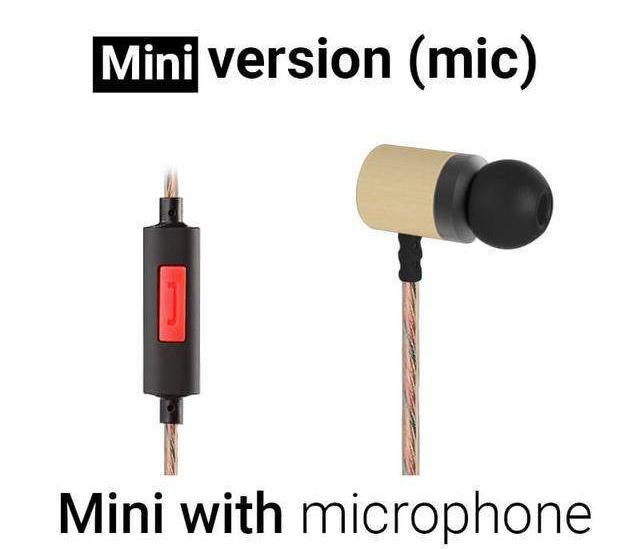 Bamboo HiFi Earphones with or without Microphone, 2 sizes available