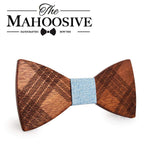Handmade Bamboo Bow Tie, Plaid Pattern, Choice of 3 Knot Colors