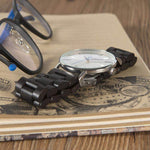 Luxury Mechanical Watch, Black Wooden Case, in Beautiful Wood Gift Box