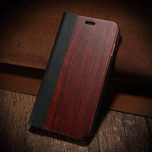 Bamboo & Leather Flip Case for iPhone 6 6s Plus 7 7 Plus and Samsung S7 S7 Edge
