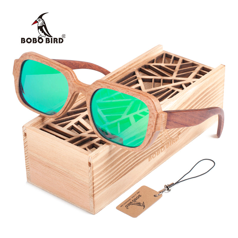 Handmade Bamboo Sunglasses, Polarized Lenses with UV Protection, in Gift box