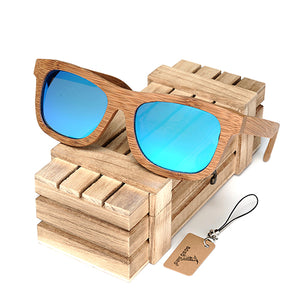 Handmade Bamboo Sunglasses, Polarized Lenses w/UV Protection, Choice of 6 Lens Colors, in Wood Gift Box