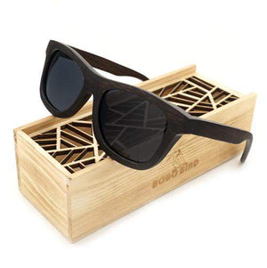 Handmade Bamboo Sunglasses, Dark Brown Frames, Polarized Lenses, UV Protection. Choice of 3 gift boxes.