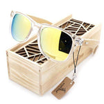 Bamboo Sunglasses w/Clear Frame, Polarized, With Wood Gift Box