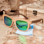 Handmade Bamboo Sunglasses with Zebra Sides, Polarized with UV Protection, Choice of 4 lens colors