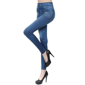 Bamboo Fabric Leggings, Jeans/Denim Pattern, Elastic Waist, available in 3 colors