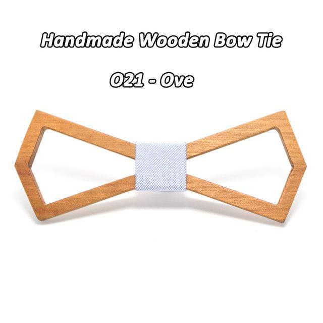 Handmade Bamboo Bow Tie, Outline Pattern, Choice of 9 Knot Colors